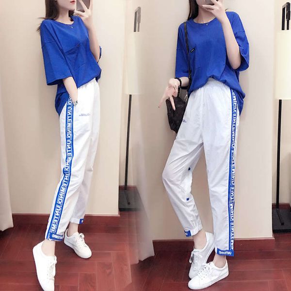 summer 2019 new large fashion sports suit women's two piece capris cotton casual wear, Gray
summer 2019 new large fashion sports suit women's two piece capris cotton casual wear, Gray