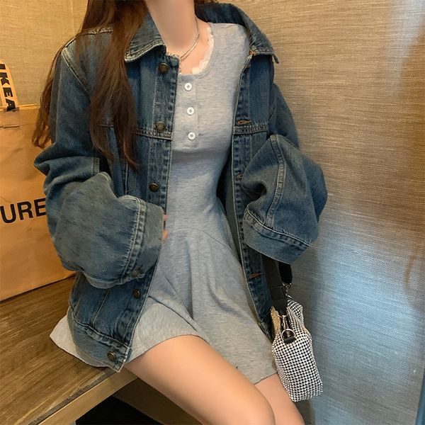 big pocket design denim jacket women's new bf fengshui jacket in early autumn, Black;brown
big pocket design denim jacket women's new bf fengshui jacket in early autumn, Black;brown