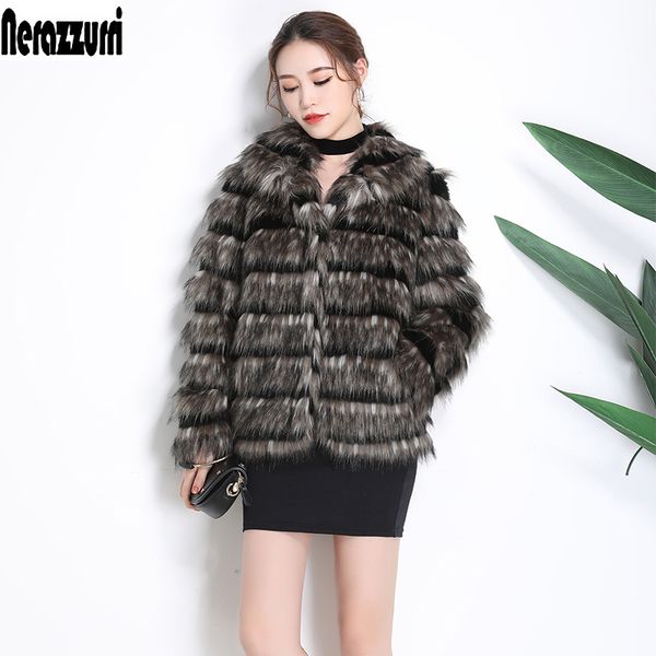 nerazzurri winter warm short faux fur jacket women gradual color hairy furry fake fox fur coat plus size outerwear 5xl 6xl 201016, Black
nerazzurri winter warm short faux fur jacket women gradual color hairy furry fake fox fur coat plus size outerwear 5xl 6xl 201016, Black