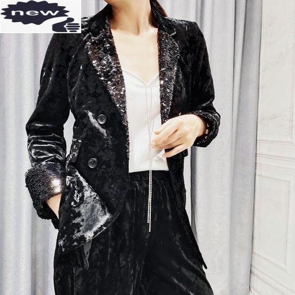 women's two piece pants fashion sequins womens blazer wide leg trousers set elegant lapel double breasted office ladies formal suit jac, White
women's two piece pants fashion sequins womens blazer wide leg trousers set elegant lapel double breasted office ladies formal suit jac, White