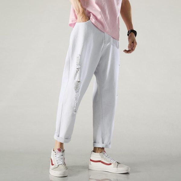 men's jeans autumn men student straight male casual baggy cropped pencil pants white fashion ripped leggings denim beggar trousers, Blue
men's jeans autumn men student straight male casual baggy cropped pencil pants white fashion ripped leggings denim beggar trousers, Blue