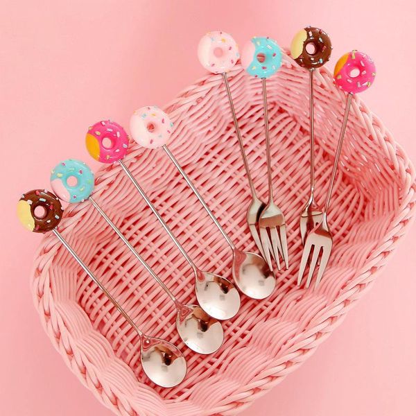 1pc doughnut design stainless steel coffee spoon fruit fork stirring milk teaspoon dessert fruit scoop kitchen tableware gift
1pc doughnut design stainless steel coffee spoon fruit fork stirring milk teaspoon dessert fruit scoop kitchen tableware gift