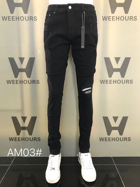 men's and women's casual hip-hop jeans currently designer luxury pants am03-05, Blue
men's and women's casual hip-hop jeans currently designer luxury pants am03-05, Blue