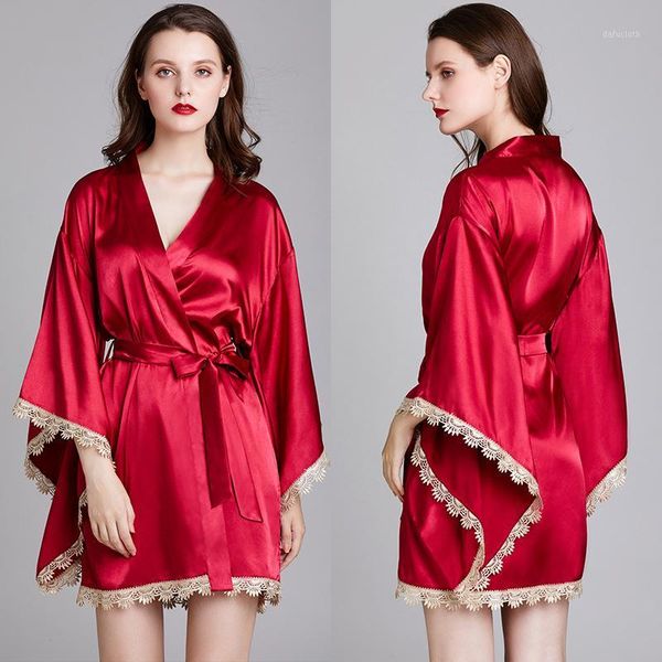 summer women's nightgown silk nightgown wide-sleeved home comfortable cardigan1, Black;red
summer women's nightgown silk nightgown wide-sleeved home comfortable cardigan1, Black;red