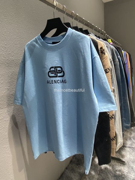 women's t-shirt spring and summer high version b family lock print pullover round neck loose casual men's women's same t-shir, White
women's t-shirt spring and summer high version b family lock print pullover round neck loose casual men's women's same t-shir, White