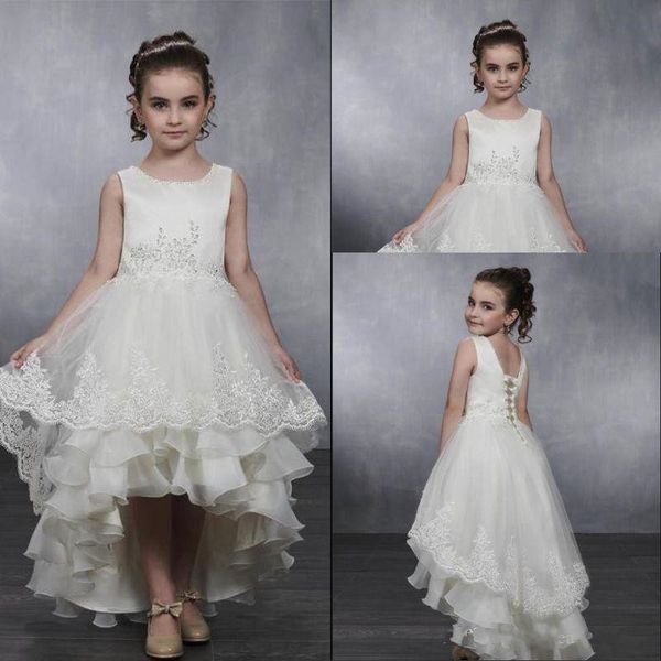 flower girl dress with beaded boat neck lace applique tulle over organza tiered hi-low skirt lace-up flower girl dresses for wedding, White;blue
flower girl dress with beaded boat neck lace applique tulle over organza tiered hi-low skirt lace-up flower girl dresses for wedding, White;blue