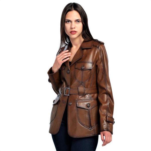 women's leather & faux lambskin woman brown trench coat outdoor sheepskin satin lining genuie gifts for, Black
women's leather & faux lambskin woman brown trench coat outdoor sheepskin satin lining genuie gifts for, Black