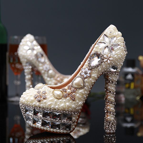 wedding women pearl crystal bombs bridal luxury super high heels two inches beige female party shoes big 43 uflc, Black
wedding women pearl crystal bombs bridal luxury super high heels two inches beige female party shoes big 43 uflc, Black