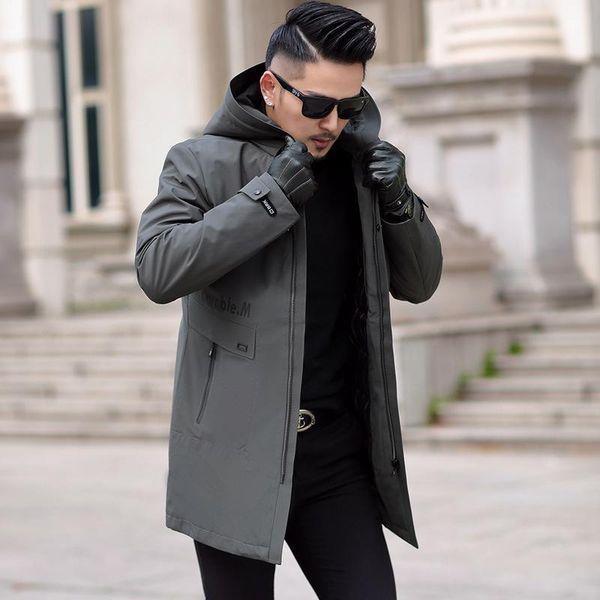 men's down & parkas jacket medium length 2021 winter style fattening and keeping warm, Black