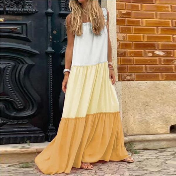 fashion zanzea summer bohemian sundress women sleeveless ruffled party dress casual patchwork beach maxi vestidos female robe1, Black;gray
fashion zanzea summer bohemian sundress women sleeveless ruffled party dress casual patchwork beach maxi vestidos female robe1, Black;gray