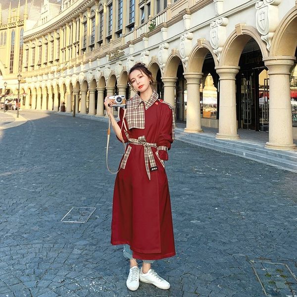 2021 new female white jacket long section spring new fashion british plaid lacquer loose trench coat l8 79ux, Black;brown
2021 new female white jacket long section spring new fashion british plaid lacquer loose trench coat l8 79ux, Black;brown