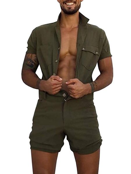 men's jumpsuit new men overalls casual short sleeve rompers solid overall one-piece buttons jumpsuit pocket, Gray
men's jumpsuit new men overalls casual short sleeve rompers solid overall one-piece buttons jumpsuit pocket, Gray