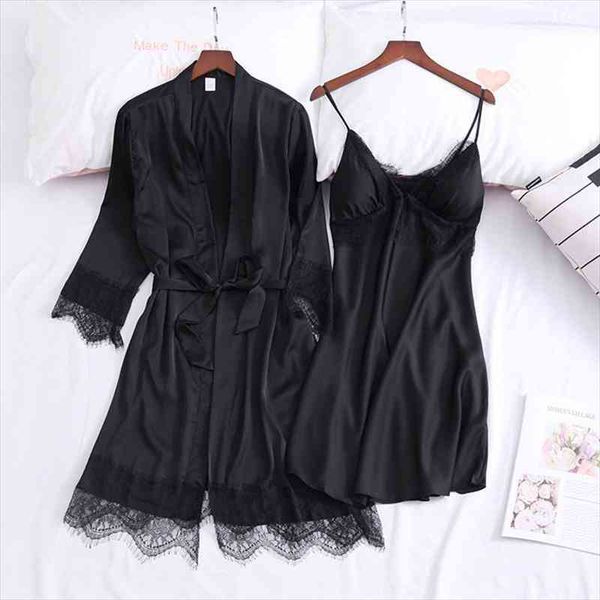 womens spring summer silk pajamas sets solid female nightgowns v neck with lace bathrobe loose short nightgown, Black;red
womens spring summer silk pajamas sets solid female nightgowns v neck with lace bathrobe loose short nightgown, Black;red