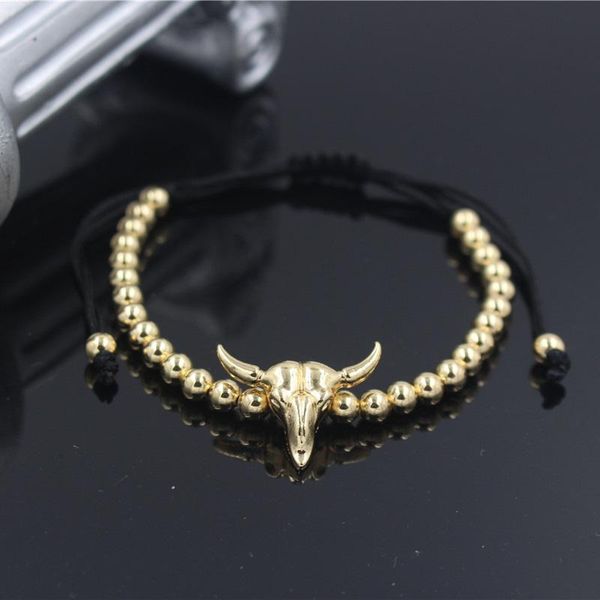 piniya punk gold color animal goat head charm bracelet men's gift 5mm copper beads braiding men macrame bracelet jewelry, Golden;silver
piniya punk gold color animal goat head charm bracelet men's gift 5mm copper beads braiding men macrame bracelet jewelry, Golden;silver