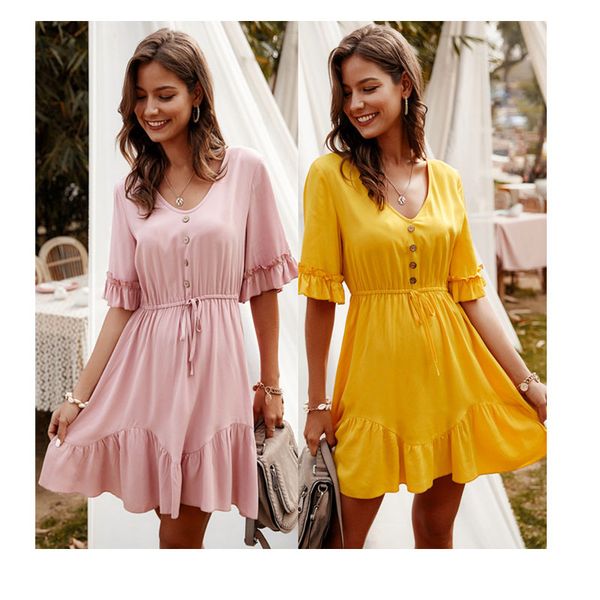wholesale custom european and american net red summer pure color temperament commuter casual all-match dress, Black;gray
wholesale custom european and american net red summer pure color temperament commuter casual all-match dress, Black;gray