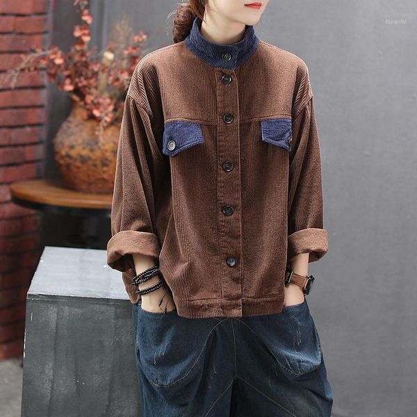 autumn arts style women loose coat patchwork retro corduroy jackets all-matched casual stand collar coats ladies clothes d4071, Black;brown
autumn arts style women loose coat patchwork retro corduroy jackets all-matched casual stand collar coats ladies clothes d4071, Black;brown