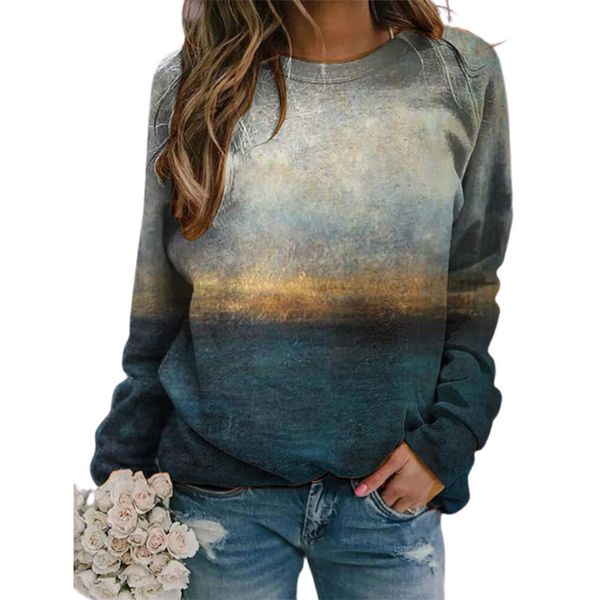 women tie dye graffiti tshirt crew neck long sleeve t shirt ladies wide waisted top, White
women tie dye graffiti tshirt crew neck long sleeve t shirt ladies wide waisted top, White