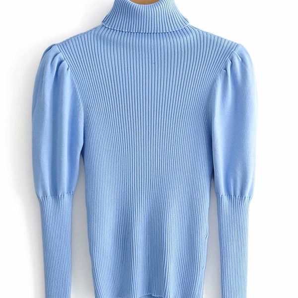 women fashion turtleneck puff sleeve basic knitting sweater autumn solid color casual slim pullovers chic leisure s086 y200116, White;black
women fashion turtleneck puff sleeve basic knitting sweater autumn solid color casual slim pullovers chic leisure s086 y200116, White;black