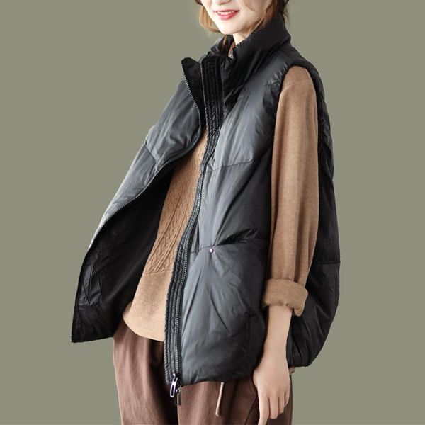 women's vests winter light and warm down vest stand-up collar sleeveless white duck padded jacket, Black;white
women's vests winter light and warm down vest stand-up collar sleeveless white duck padded jacket, Black;white
