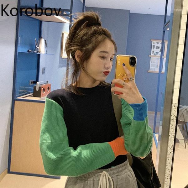 korobov 2020 new o neck long sleeve sweater korean hit color patchwork female sueter mujer autumn winter streetwear pullovers1, White;black
korobov 2020 new o neck long sleeve sweater korean hit color patchwork female sueter mujer autumn winter streetwear pullovers1, White;black