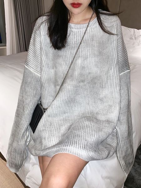 autumn winter style women's knitted oversized gray sweater over kpop designer lsz2, White;black
autumn winter style women's knitted oversized gray sweater over kpop designer lsz2, White;black
