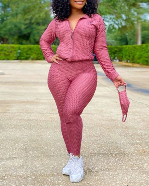 сплошная текстурированная двойная карманная спортивная куртка ruched leggings набор с маской, White
сплошная текстурированная двойная карманная спортивная куртка ruched leggings набор с маской, White
