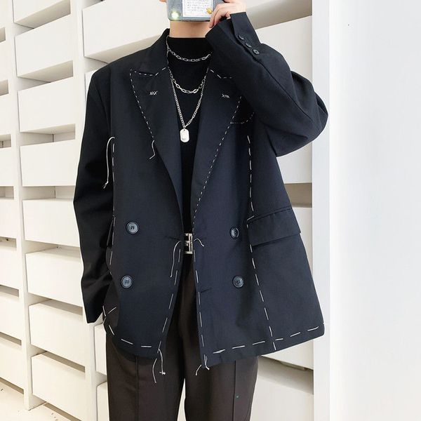 iefb /men's wear niche handmade stitching suit coat for men 2020 oversize autumn new long sleeve double breasted blazers 9y3758 q1216, White;black
iefb /men's wear niche handmade stitching suit coat for men 2020 oversize autumn new long sleeve double breasted blazers 9y3758 q1216, White;black