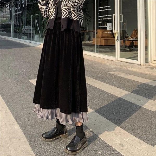 skirts women patchwork pleated golden velvet ankle length a-line females leisure chic trendy elegant all-match high waist retro, Black
skirts women patchwork pleated golden velvet ankle length a-line females leisure chic trendy elegant all-match high waist retro, Black