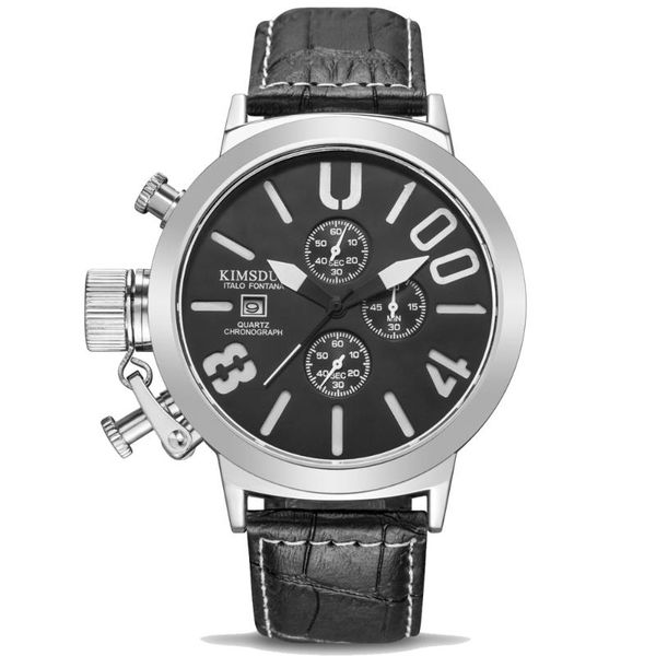 wristwatches kimsdun big dial watch men chronograph sport wrist waterproof leather men's quartz army relogio masculino, Slivery;brown
wristwatches kimsdun big dial watch men chronograph sport wrist waterproof leather men's quartz army relogio masculino, Slivery;brown