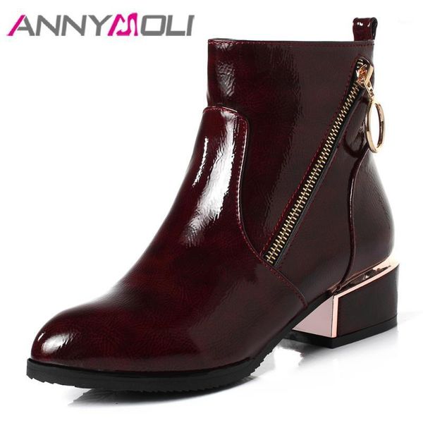 boots annymoli winter female women patent leather block heel ankle zip pointed toe short shoes plus size 3 431, Black
boots annymoli winter female women patent leather block heel ankle zip pointed toe short shoes plus size 3 431, Black