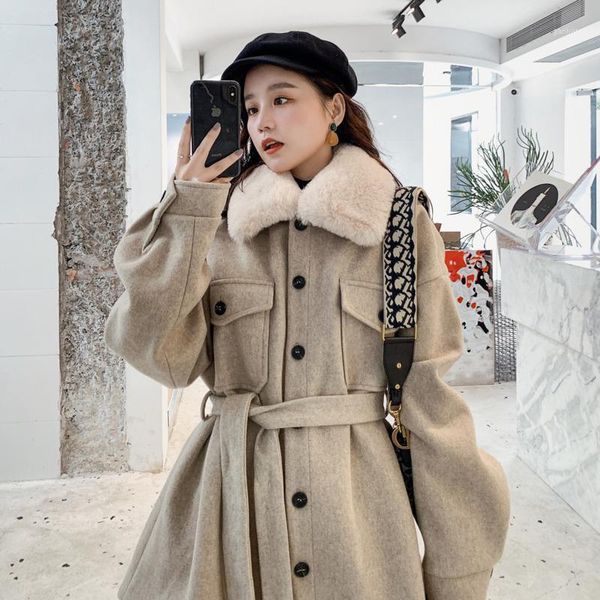 2021new woolen coat women's short straight style solid color lace-up waist thick female overcoat n21, Black
2021new woolen coat women's short straight style solid color lace-up waist thick female overcoat n21, Black