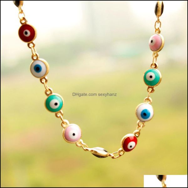 anklets jewelry european and american foreign trade summer fashion beach metal eye water droplets tassel anklet drop delivery 2021 hmw6a, Red;blue