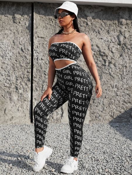 plus contrast binding cut out waist letter graphic tube jumpsuit v7r8#, Black
plus contrast binding cut out waist letter graphic tube jumpsuit v7r8#, Black