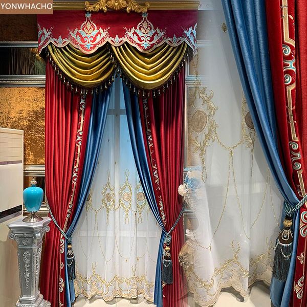 custom curtain chinese red classical luxury french velvet embroidered fleece cloth blackout curtain tulle valance drapes b632
custom curtain chinese red classical luxury french velvet embroidered fleece cloth blackout curtain tulle valance drapes b632