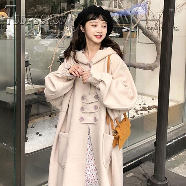 2020 autumn woolen coat loose pocket decor hoodie long female jacket overcoat1, Black
2020 autumn woolen coat loose pocket decor hoodie long female jacket overcoat1, Black