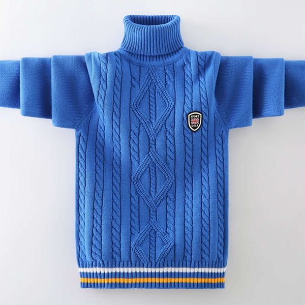 autumn boys' sweater pullover, high collar, winter cashmere and thickened base knitwear, Blue
autumn boys' sweater pullover, high collar, winter cashmere and thickened base knitwear, Blue