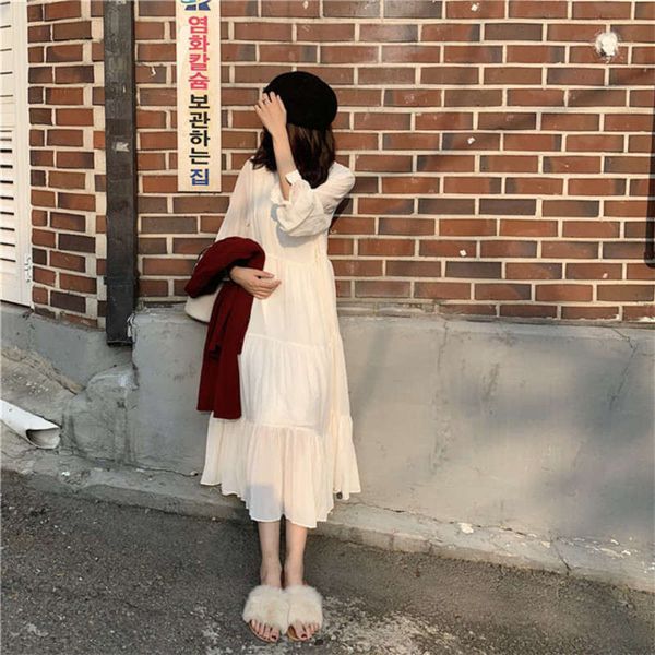 holiday french girl first love baby platycodon tea break dress autumn and winter, Black;gray
holiday french girl first love baby platycodon tea break dress autumn and winter, Black;gray