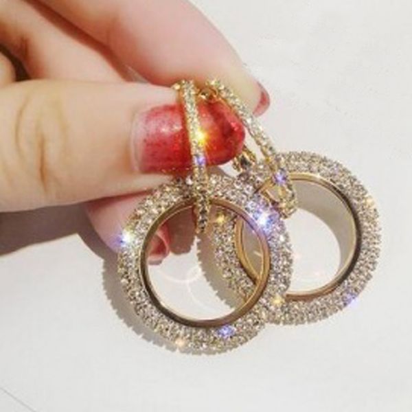 european brand rhinestone earring fashion big round bling brincos double circle hoop earrings elegant women party jewelry, Golden
european brand rhinestone earring fashion big round bling brincos double circle hoop earrings elegant women party jewelry, Golden