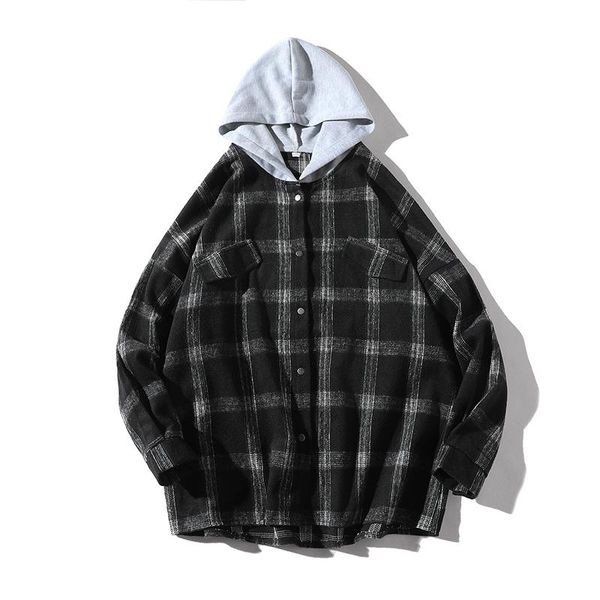2021 plaid shirts men long sleeve vintage hooded cotton shirts streetwear korean casual autumn winter jacket, White;black
2021 plaid shirts men long sleeve vintage hooded cotton shirts streetwear korean casual autumn winter jacket, White;black