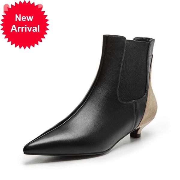 new ankle genuine leather mixed color fashion heels short boots woman shoes size 34-39, Black
new ankle genuine leather mixed color fashion heels short boots woman shoes size 34-39, Black
