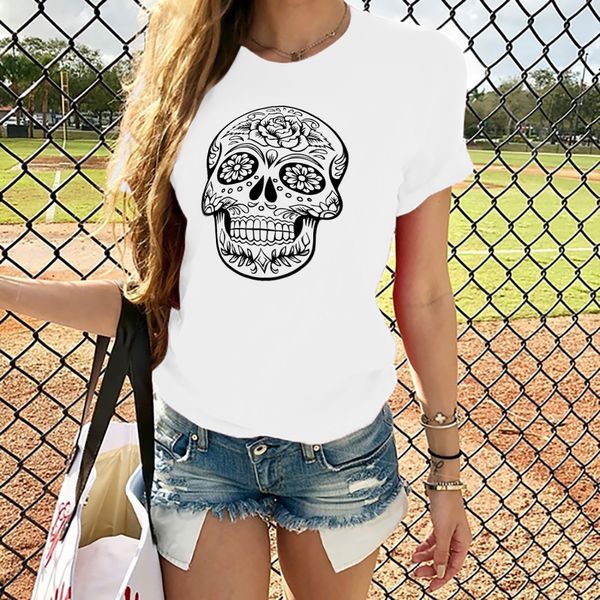 popular women's clothing european and american personalized print skull head t-shirt women's round neck cotton short sleeve top, White
popular women's clothing european and american personalized print skull head t-shirt women's round neck cotton short sleeve top, White