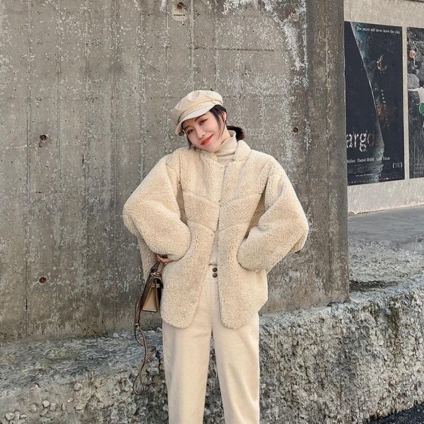women's fur & faux winter lambwool short zipper jacket women loose casual big pocket plus velvet outwear vintage size 3xl padded coat, Black
women's fur & faux winter lambwool short zipper jacket women loose casual big pocket plus velvet outwear vintage size 3xl padded coat, Black