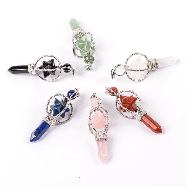 revolve merkaba crystal hexagonal column pendant necklace magician divination props natural stone reiki healing amulet fashion charm hanging, Silver
revolve merkaba crystal hexagonal column pendant necklace magician divination props natural stone reiki healing amulet fashion charm hanging, Silver