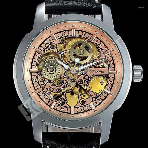 luxury see through mens automatic mechanical golden skeleton totem black genuine leather wrist watch clock1, Slivery;brown
luxury see through mens automatic mechanical golden skeleton totem black genuine leather wrist watch clock1, Slivery;brown