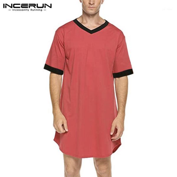 incerun men sleep robes short sleeve v neck nightgown patchwork comfortable homewear fashion loose mens bathrobes dressing gown1, Black;brown
incerun men sleep robes short sleeve v neck nightgown patchwork comfortable homewear fashion loose mens bathrobes dressing gown1, Black;brown