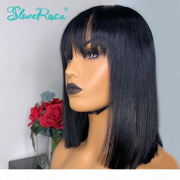 glueless lace front human hair wigs with bangs 150% density 13x4 short bob wig brazilian remy hair pre plucked slove rosa, Black
glueless lace front human hair wigs with bangs 150% density 13x4 short bob wig brazilian remy hair pre plucked slove rosa, Black