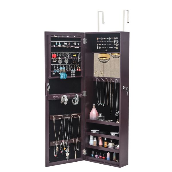 mirrored jewelry cabinet armoire mirror organizer 4-layer shelf with inner mirror 3-color led light jewelry storage mirror cabinet, Black;white
mirrored jewelry cabinet armoire mirror organizer 4-layer shelf with inner mirror 3-color led light jewelry storage mirror cabinet, Black;white