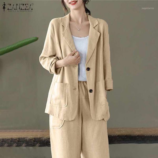 women's two piece pants zanzea women's blazers suits 2021 spring elegant female solid cotton lapel business pockets workwear overs, White
women's two piece pants zanzea women's blazers suits 2021 spring elegant female solid cotton lapel business pockets workwear overs, White
