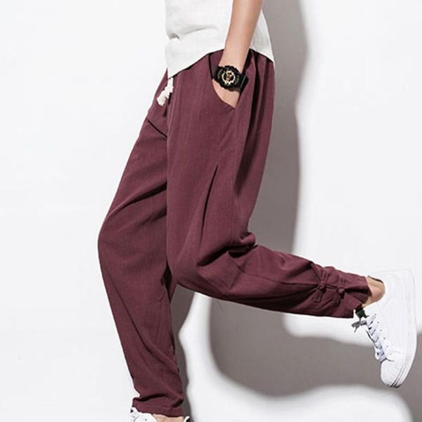 pants casual men drawstring pockets ankle tie cotton linen plus size loose harem pants, Black
pants casual men drawstring pockets ankle tie cotton linen plus size loose harem pants, Black