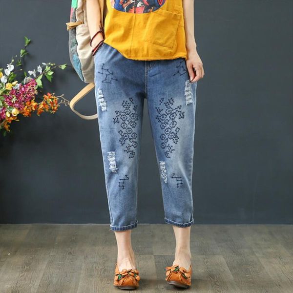 plus size 2020 summer jeans harem pants women casual loose vintage embroidery denim pants capris high waist jeans vaqueros, Blue
plus size 2020 summer jeans harem pants women casual loose vintage embroidery denim pants capris high waist jeans vaqueros, Blue